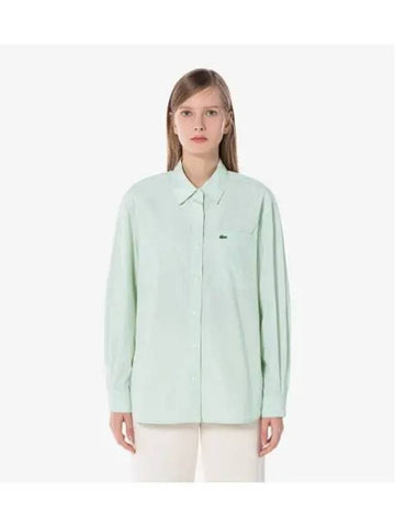 Women s Relaxed Fit Striped Shirt Khaki Green - LACOSTE - BALAAN 1