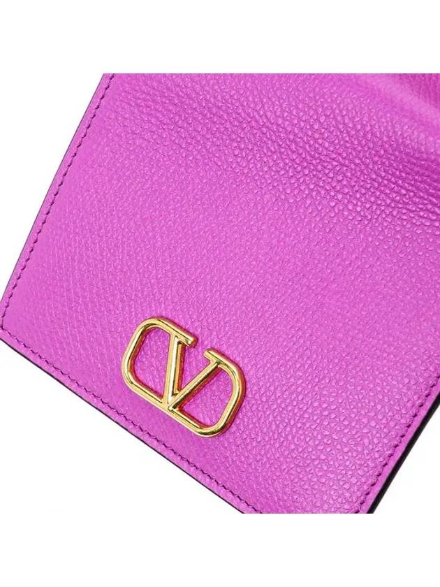 Compact V Logo Signature Calfskin Half Wallet Purple - VALENTINO - BALAAN 6