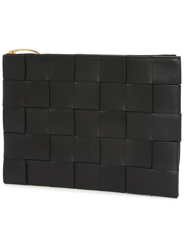 Cassette Intrecciato Medium Clutch Bag Black - BOTTEGA VENETA - BALAAN 3