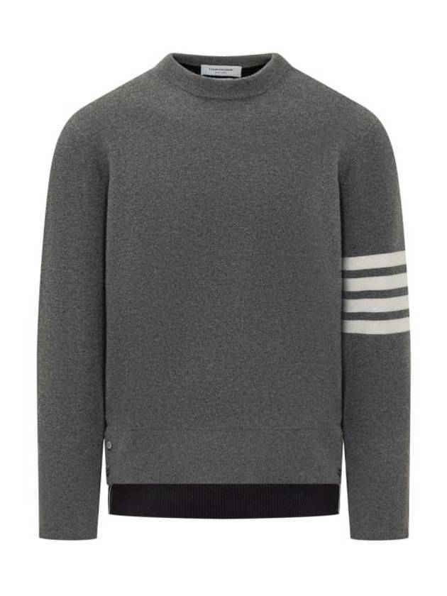 Rib Cuff Hem 4 Bar Virgin Wool Sweater Grey - THOM BROWNE - BALAAN 2