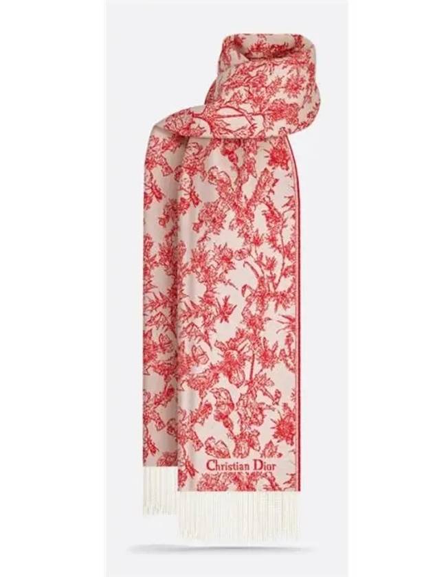 Chardons Cashmere Wool Muffler Red - DIOR - BALAAN 3