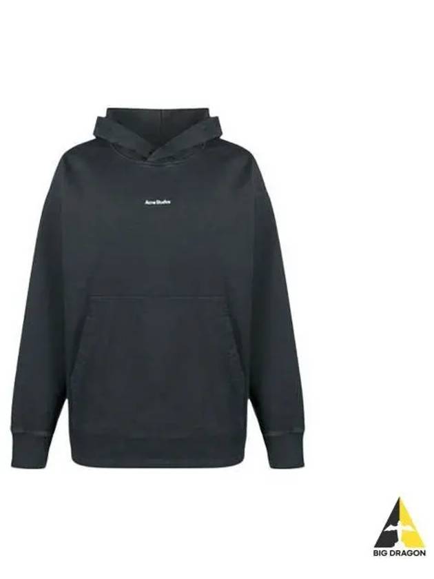 Women s Organic Oversized Logo Hooded Long Sleeve Black BI0182 - ACNE STUDIOS - BALAAN 1