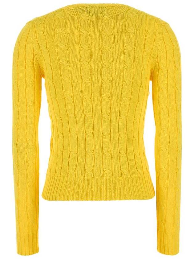 Embroidered Logo Pony Cable Knit Top Yellow - POLO RALPH LAUREN - BALAAN 3