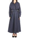 Women's A-Line Belt Long Dress Navy - ETRO - BALAAN.