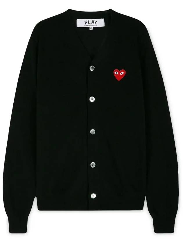 Heart Wappen Wool Cardigan Black - COMME DES GARCONS PLAY - BALAAN 4