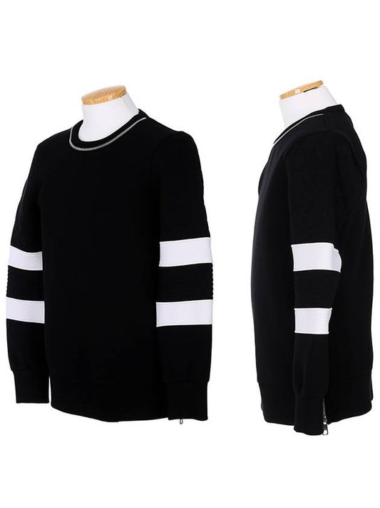 quilted neckline zipper neoprene sweatshirt black - NEIL BARRETT - BALAAN.