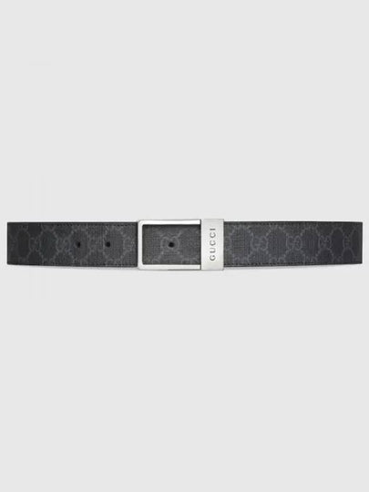 Men's Rectangular Buckle Leather Belt Black - GUCCI - BALAAN 2