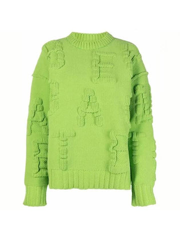 Chenille Alphabet Emboss Logo Knit Top Green - BOTTEGA VENETA - BALAAN 1