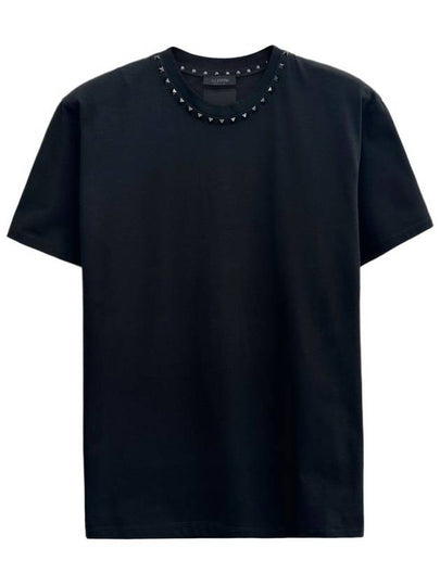 Men's Untitled Studded Crew Neck Cotton Short Sleeve T-Shirt Black - VALENTINO - BALAAN 2