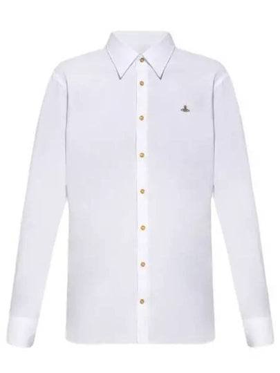 Men's Embroidered ORB Long Sleeve Shirt White - VIVIENNE WESTWOOD - BALAAN 2