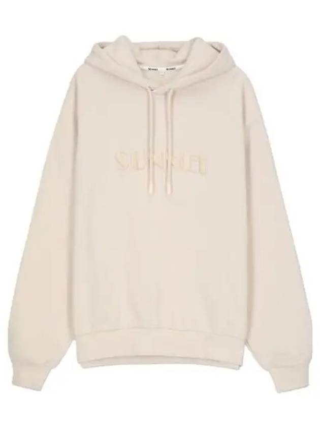 Big logo embroidery hooded light beige t shirt hoodie - SUNNEI - BALAAN 1