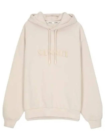 Big logo embroidery hooded light beige t shirt hoodie - SUNNEI - BALAAN 1