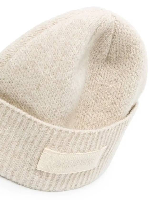 Le Bonnet Grosgrain Logo Patch Beanie Beige - JACQUEMUS - BALAAN 5