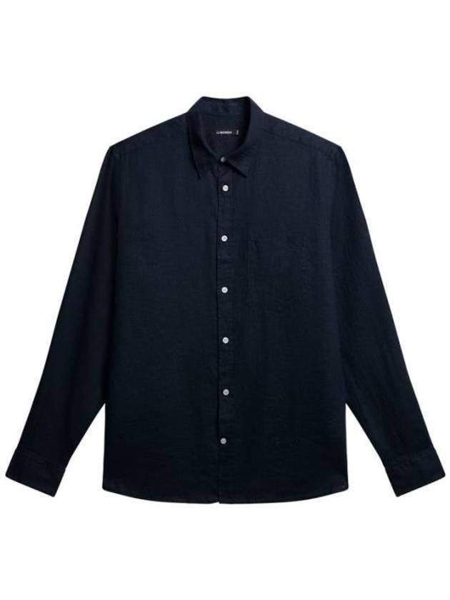 Regular Clean Linen Long Sleeve Shirt Navy - J.LINDEBERG - BALAAN 2