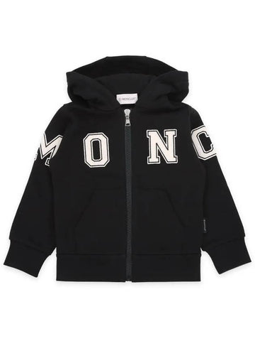 Kids Lettering Hooded Zip Up Jacket Black 8G00004 899PS 999 8 10A - MONCLER - BALAAN 1