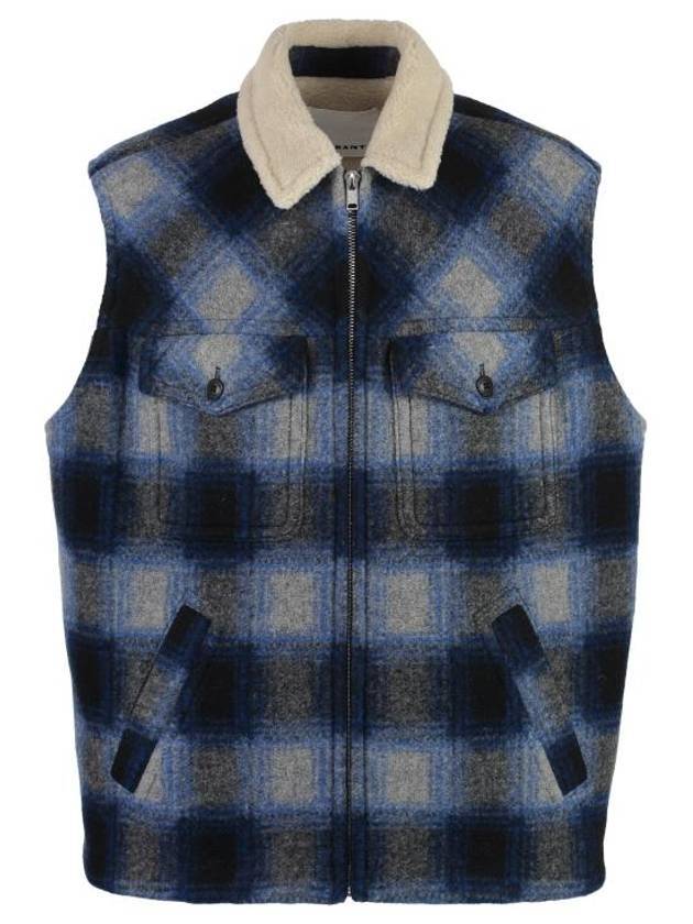 Kiraneo Plaid Check Shearling Vest Navy - ISABEL MARANT - BALAAN 1