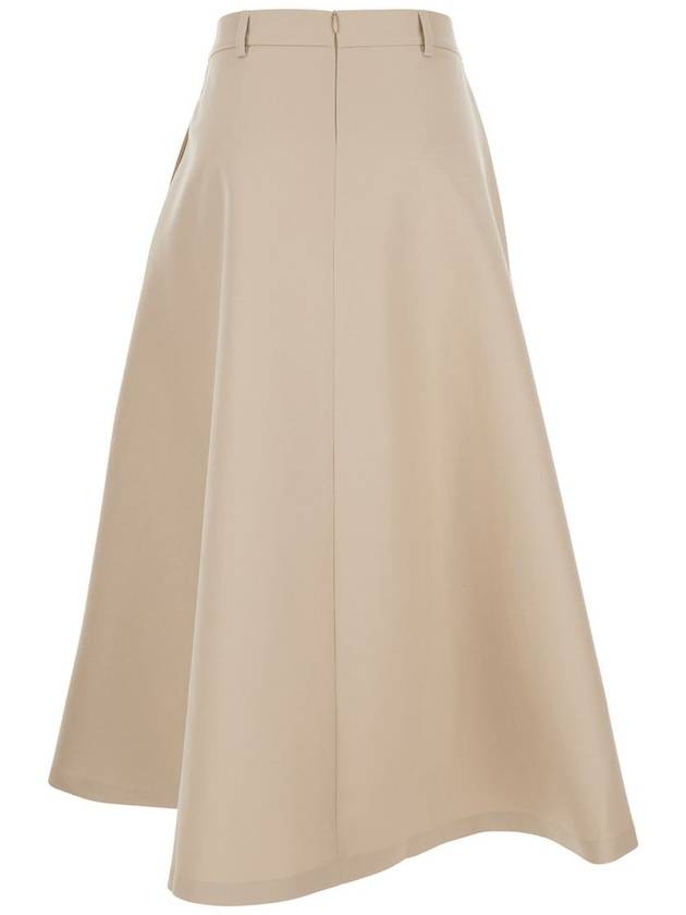 Beige Flared A-Line Skirt With Belt Loops In Cotton Woman - ROHE - BALAAN 2