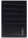 Monogram Crocodile Card Passport Wallet Black - SAINT LAURENT - BALAAN 3