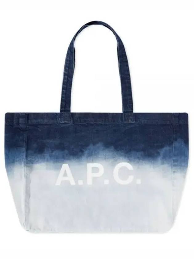 Logo Bleach Washing Denim Tote Bag Blue - A.P.C. - BALAAN.