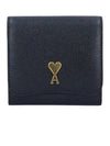 Metal Logo Compact Snap Half Wallet Gold Black - AMI - BALAAN 2