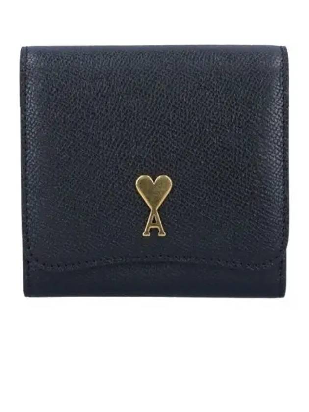 Metal Logo Compact Snap Half Wallet Gold Black - AMI - BALAAN 2