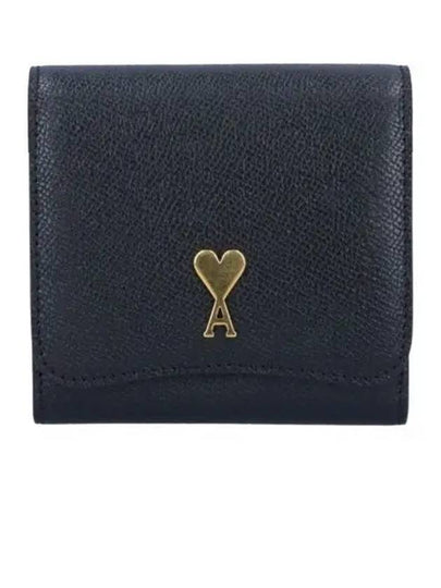 Metal Logo Compact Snap Half Wallet Gold Black - AMI - BALAAN 2