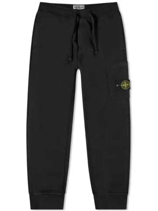 Waffen Patch Cotton Fleece Track Pants Black - STONE ISLAND - BALAAN 2