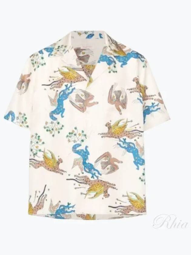 Men's Utopia World Print Silk Short Sleeve Shirt White - VALENTINO - BALAAN 2