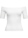 Off Shoulder Short Sleeve T-Shirt White - ALEXANDER MCQUEEN - BALAAN 1