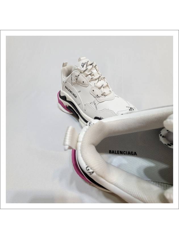 Triple S All Over Logo Low Top Sneakers Pink White - BALENCIAGA - BALAAN 9