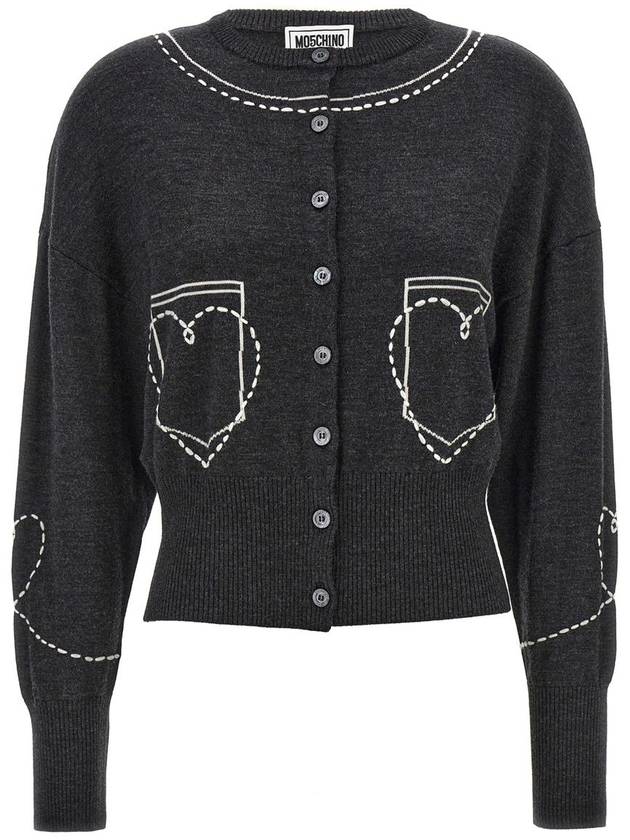 Moschino Jeans Contrast Embroidery Cardigan - MOSCHINO - BALAAN 1