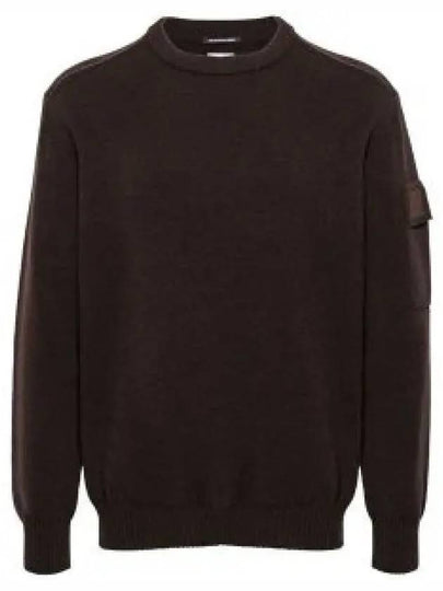 Merino Wool Crew Neck Knit Top Brown - CP COMPANY - BALAAN 2