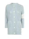 Women's Chunky Merino Wool Oversized 4 Bar Cardigan Mint - THOM BROWNE - BALAAN 2