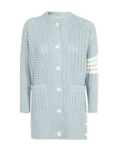 Women's Chunky Merino Wool Oversized 4 Bar Cardigan Mint - THOM BROWNE - BALAAN 2