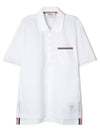 Men's Three Stripes Pocket Mercerized Short Sleeve Polo Shirt White - THOM BROWNE - BALAAN 2