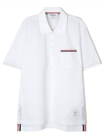 Men's Three Stripes Pocket Mercerized Short Sleeve Polo Shirt White - THOM BROWNE - BALAAN 2