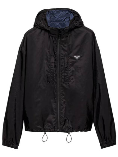 Triangle Logo Reversible Nylon Track Jacket Blue Black - PRADA - BALAAN 1