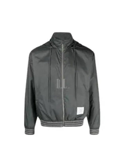 Logo Patch Ripstop Track Jacket Silver - THOM BROWNE - BALAAN 2