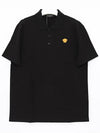 Embroidered Logo Polo Shirt Black - VERSACE - BALAAN 3