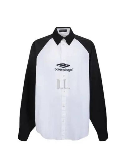 Raglan Cotton Polo Shirt Black White - BALENCIAGA - BALAAN 2