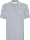 Embroidered Logo Short Sleeve Polo Shirt Grey - BRUNELLO CUCINELLI - BALAAN 2