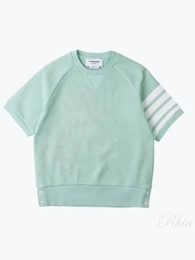 Women's Waffle 4 Bar Raglan Short Sleeve T-Shirt Light Green - THOM BROWNE - BALAAN 2