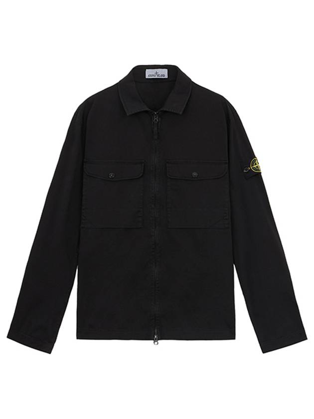 Organic Stretch Cotton Satin Long Sleeve Shirt Black - STONE ISLAND - BALAAN 2