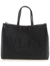 Embroidered Logo Felt Tote Bag Dark Gray - VALENTINO - BALAAN.