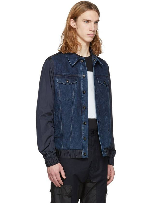 Black Gold Blue Denim and Nylon Jacket - DIESEL - BALAAN 2