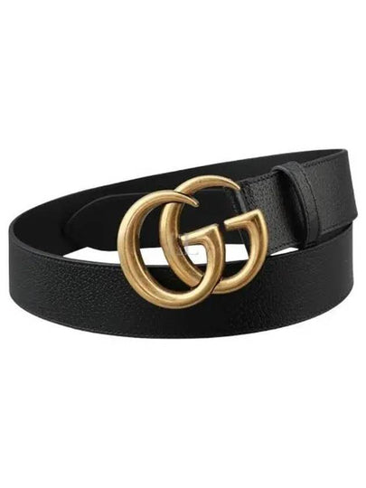 GG Marmont Double G Buckle Wide Leather Belt Black - GUCCI - BALAAN 2