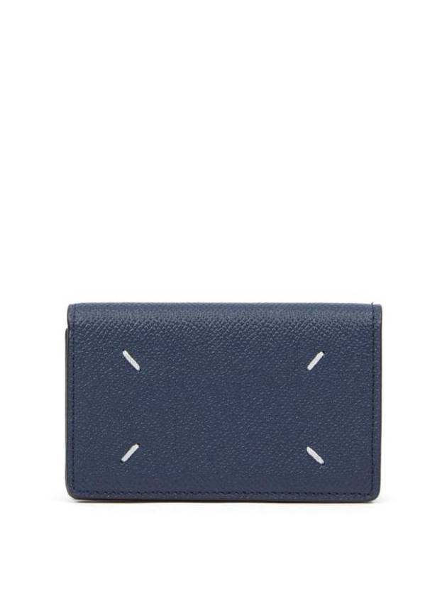 Stitched Leather Card Wallet Navy - MAISON MARGIELA - BALAAN 1