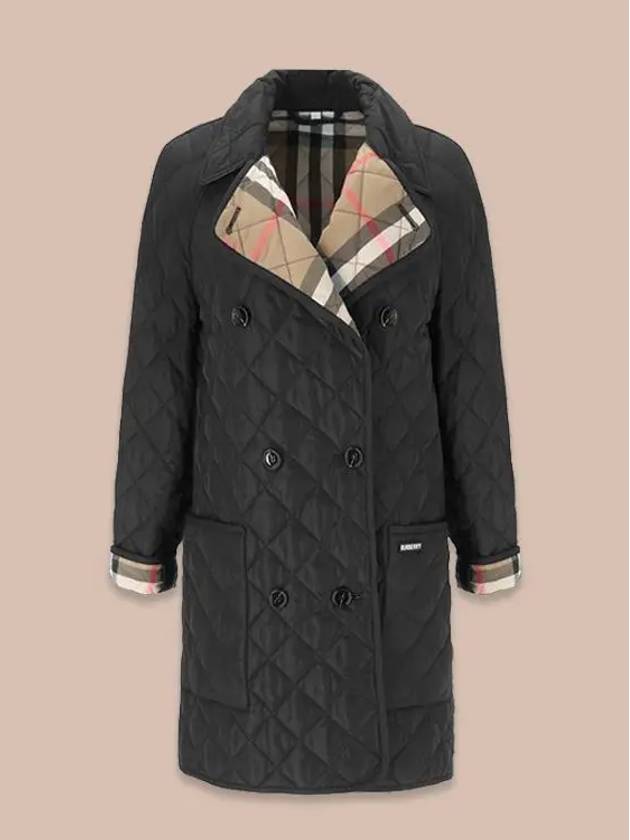 Tything Diamond Quilted Double Coat Black - BURBERRY - BALAAN 2