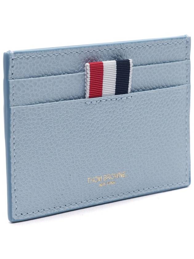 Stripe Note Compartment Pebble Grain Leather Card Wallet Light Blue - THOM BROWNE - BALAAN 4