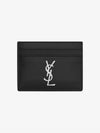 Monogram Card Case in Smooth Leather Black - SAINT LAURENT - BALAAN 2